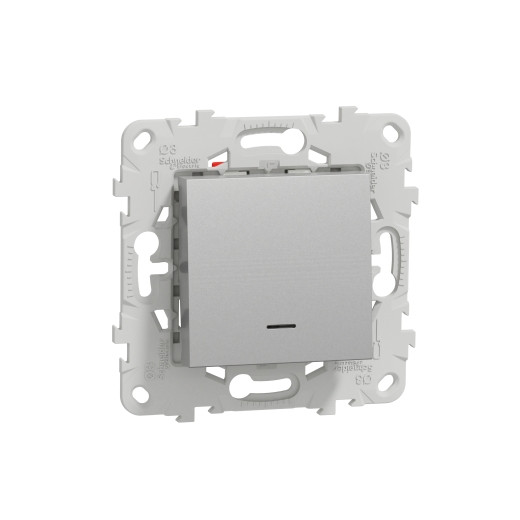 Переключатель одноклавишный проходной Schneider Electric Unica New с подсветкой, алюминий