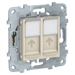 Розетка двойная Schneider Electric Unica New RJ-45 кат. 5е, бежевая