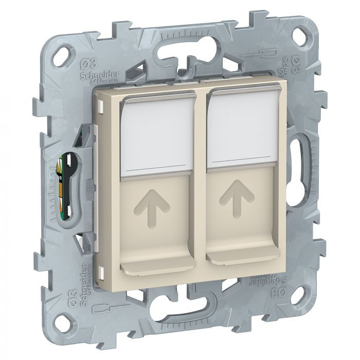 Розетка двойная Schneider Electric Unica New RJ-45 кат. 5е, бежевая
