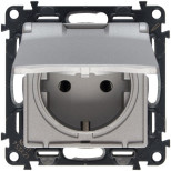 Розетка силовая Legrand Valena Life 2K+3 с крышкой, на винтах, алюминий 753025+754842