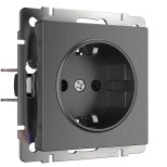 Розетка Werkel с заземлением графит рифленый WL04-SKG-01-IP20 4690389145988
