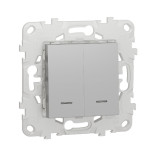 Выключатель двухклавишный Schneider Electric Unica New с подсветкой, алюминий