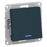 Переключатель одноклавишный Schneider Electric Atlas Design с подсветкой, изумруд