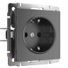 Розетка Werkel с заземлением и шторками Графит рифленый WL04-SKGS-01-IP44 4690389146008