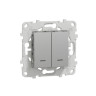 Переключатель двухклавишный Schneider Electric Unica New с подсветкой, алюминий
