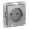 Розетка силовая Schneider Electric Atlas Design со шторками, без заземления, алюминий