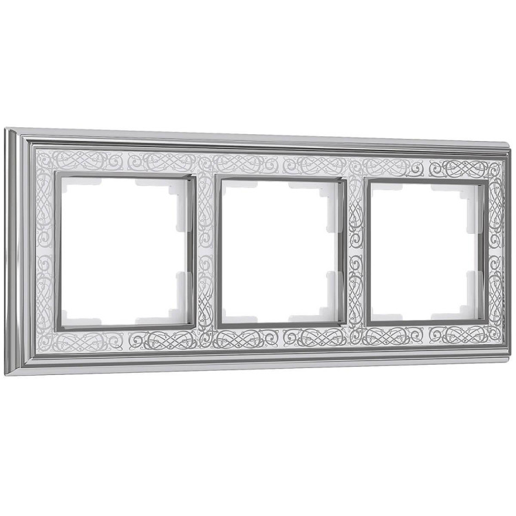 Рамка Werkel Palacio Gracia на 3 поста хром/белый WL77-Frame-03 4690389126093