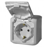 Розетка силовая Legrand Quteo 2K+3 со шторками, серая IP44 782351