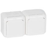 Розетка двойная Legrand Quteo 2K+3 со шторками, белая IP44 782323
