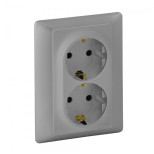 Розетка двойная Legrand Valena Life 2x2K+3 алюминий 753027+754952+754241