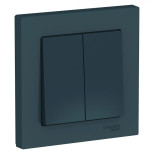 Выключатель двухклавишный Schneider Electric Atlas Design в сборе с рамкой, изумруд