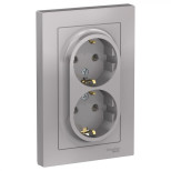 Розетка двойная Schneider Electric Atlas Design в сборе, алюминий