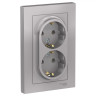 Розетка двойная Schneider Electric Atlas Design в сборе, алюминий