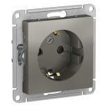 Розетка силовая Schneider Electric Atlas Design со шторками, сталь