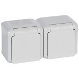 Розетка двойная Legrand Quteo 2K+3 со шторками, серая IP44 782353