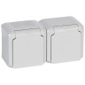 Розетка двойная Legrand Quteo 2K+3 со шторками, серая IP44 782353