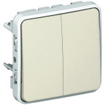Выключатель-переключатель двухклавишный Legrand Plexo IP55 белый 069625