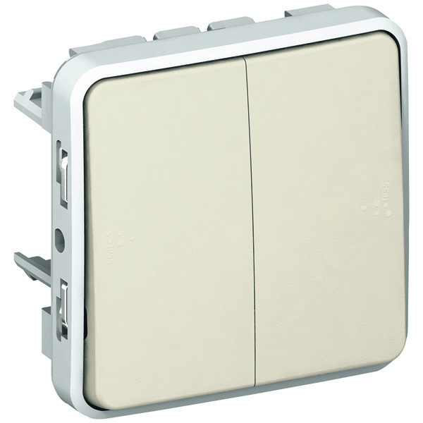 Выключатель-переключатель двухклавишный Legrand Plexo IP55 белый 069625