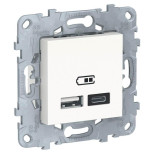 Зарядное устройство USB+Type C Schneider Electric Unica New белое