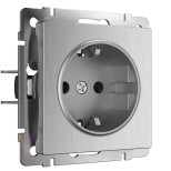 Розетка Werkel с заземлением серебряная рифленая WL09-SKG-01-IP20 4690389085079