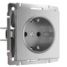 Розетка Werkel с заземлением серебряная рифленая WL09-SKG-01-IP20 4690389085079