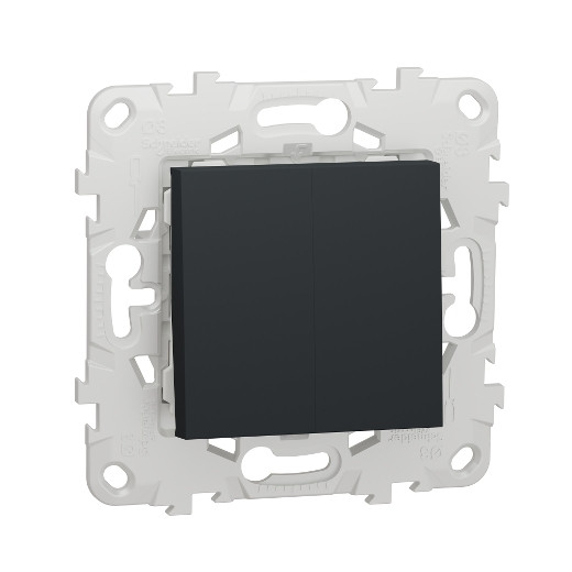 Переключатель двухклавишный Schneider Electric Unica New антрацит