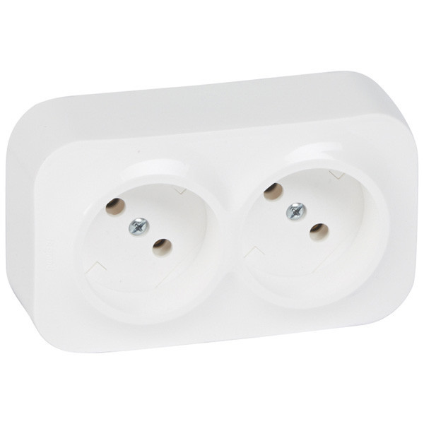 Розеточный блок Legrand Quteo 2x2К без заземления, белый 782212