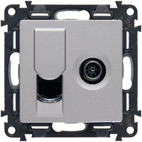 Розетка TV+RJ-45 Legrand Valena Life алюминий 753055+754832