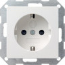 Розетка Gira System 55 Schuko с/з со шторками 16A 250V безвинтовой зажим чисто-белый шелковисто-матовый 045327