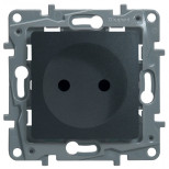 Розетка силовая Legrand Etika 2K со шторками, антрацит 672634