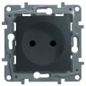Розетка силовая Legrand Etika 2K со шторками, антрацит 672634