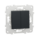 Переключатель двухклавишный перекрестный Schneider Electric Unica New антрацит