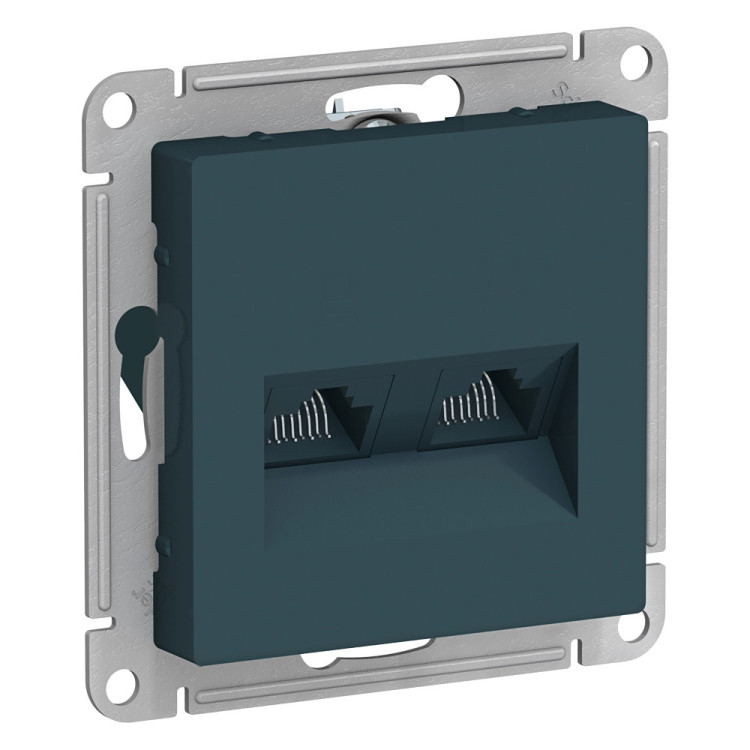 Розетка двойная Schneider Atlas Design RJ-45 кат. 5е, изумруд