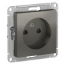 Розетка силовая Schneider Electric Atlas Design со шторками, без заземления, сталь