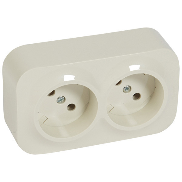 Розеточный блок Legrand Quteo 2x2К без заземления, слоновая кость 782242
