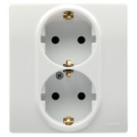 Розетка двойная Legrand Etika 2x2K+3 со шторками, белая 672233