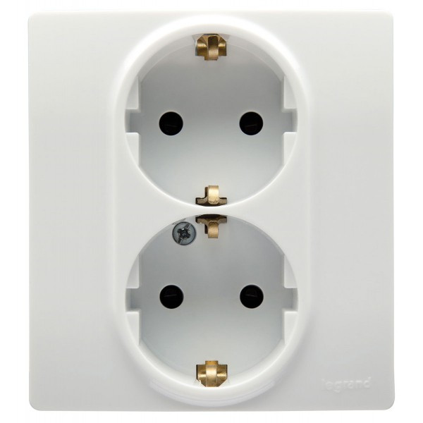 Розетка двойная Legrand Etika 2x2K+3 со шторками, белая 672233
