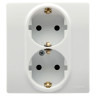 Розетка двойная Legrand Etika 2x2K+3 со шторками, белая 672233