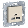 Зарядное устройство USB+Type C Schneider Electric Unica New бежевое