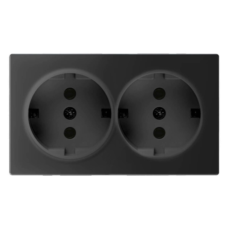 Розетка Werkel двойная с заземлением черный матовый WL08-SKG-02-IP20 4690389117244