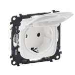 Розетка силовая Legrand Valena Allure 2K+3 с крышкой, белая 753021+754845