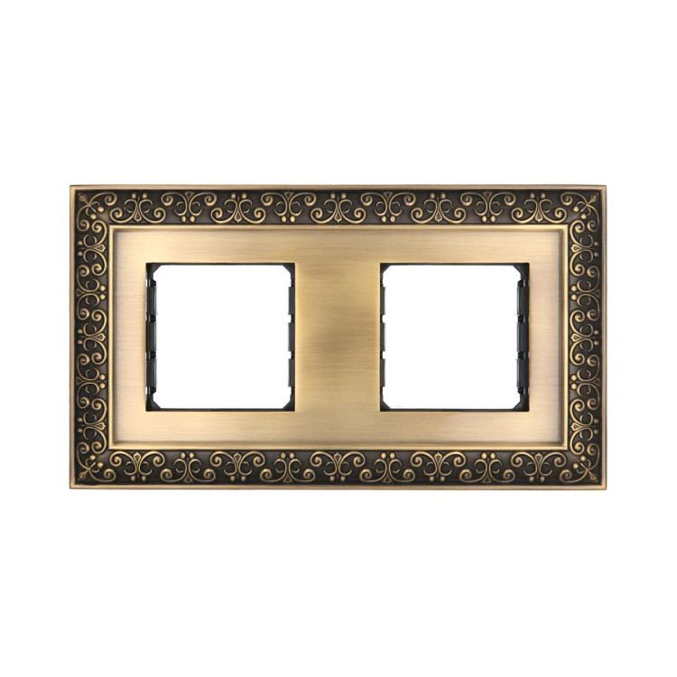 Рамка LK Studio 2-постовая декоративная металлическая в комплекте с суппортами (бронза), LK45 854220-1