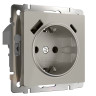 Розетка с заземлением, шторками и USB тип A+C (дымчатый) W1271704