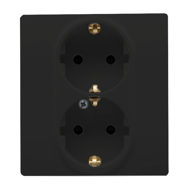 Розетка двойная Legrand Etika 2x2K+3 со шторками, антрацит 672633