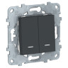 Переключатель двухклавишный Schneider Electric Unica New с подсветкой, антрацит