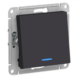 Переключатель одноклавишный Schneider Electric Atlas Design с подсветкой, карбон