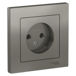 Розетка силовая Schneider Electric Atlas Design без заземления, в сборе, сталь