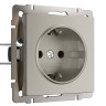 Розетка с заземлением и шторками (дымчатый) W1271104