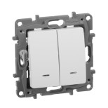 Выключатель двухклавишный Legrand Etika с подсветкой, белый 672204