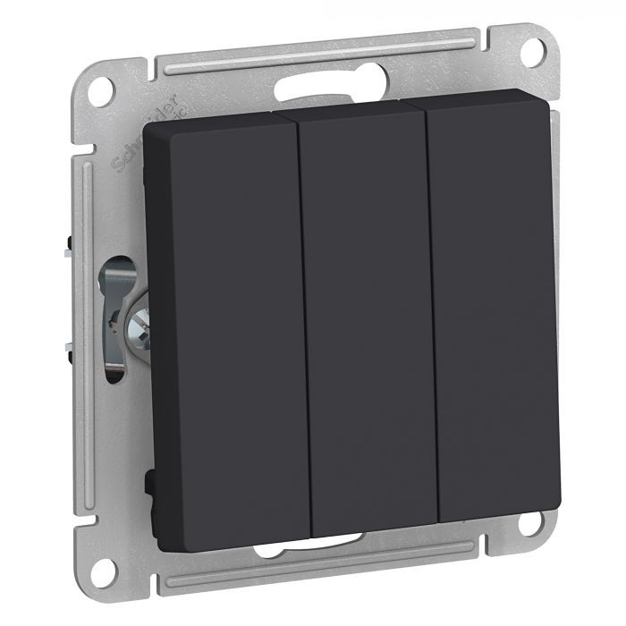 Выключатель трехклавишный Schneider Electric Atlas Design карбон